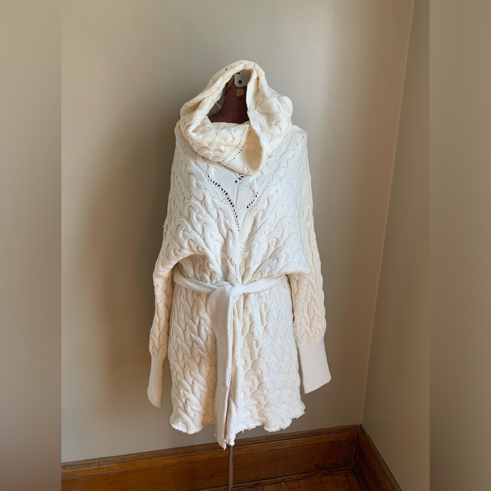 Free people sweater dress, cream cable knit sweater